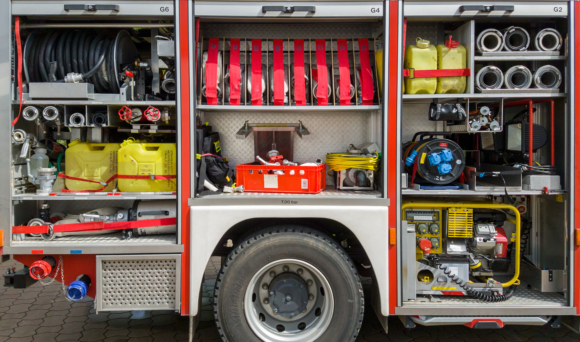 Offenes Feuerwehrauto Geoeffnetes Feuerwehrauto